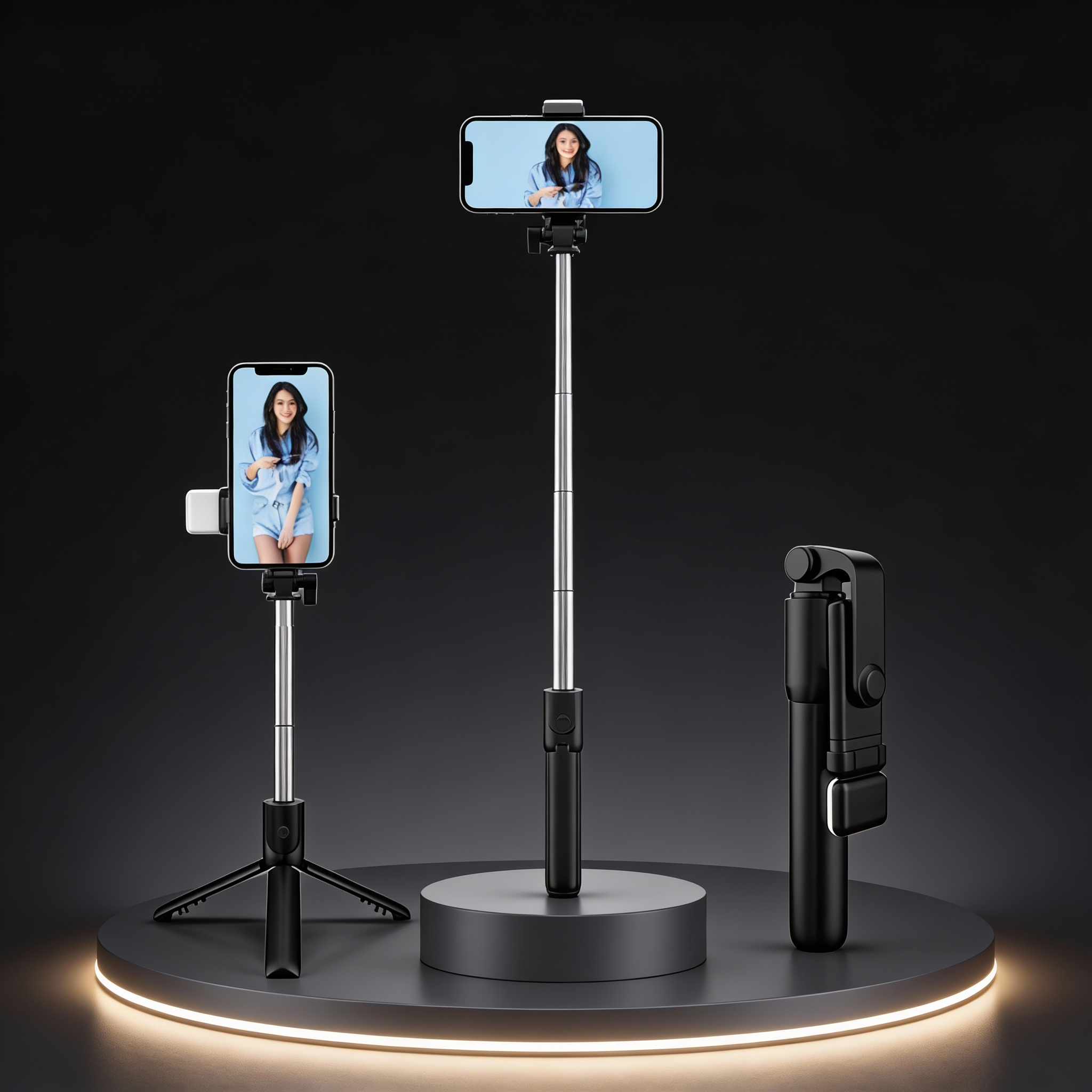 Selfie Stick Tripod with Bluetooth & Fill Light