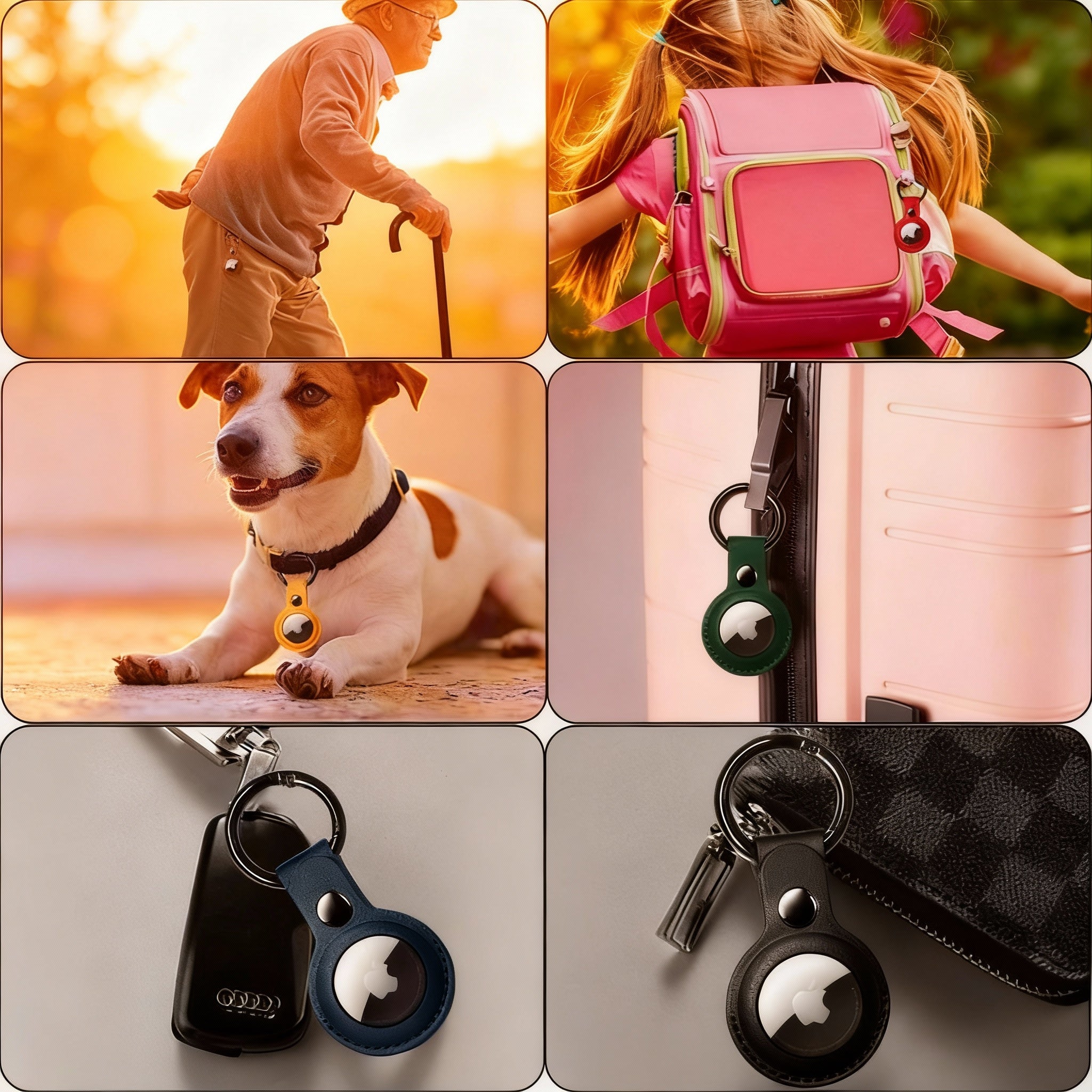 Airtag-Etui aus PU-Leder mit Schlüsselanhänger