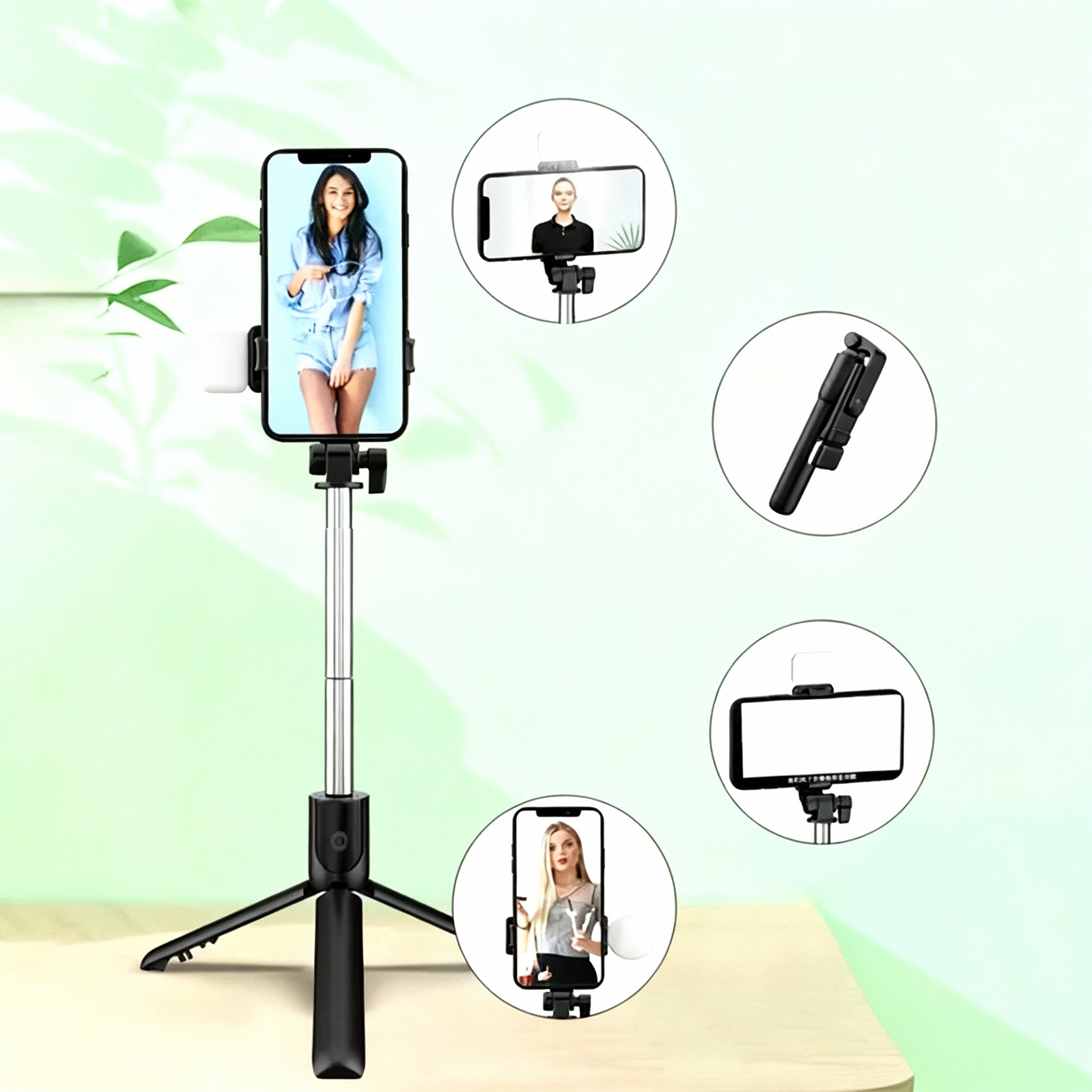 Selfie Stick Tripod with Bluetooth & Fill Light