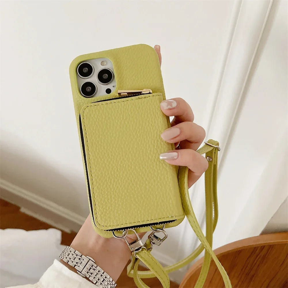 Zipper Leather Wallet Case for iPhone