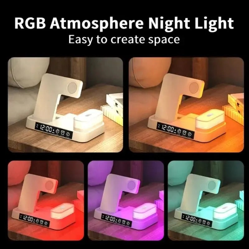 30W 3-in-1 Wireless Charger with Alarm & Night Light