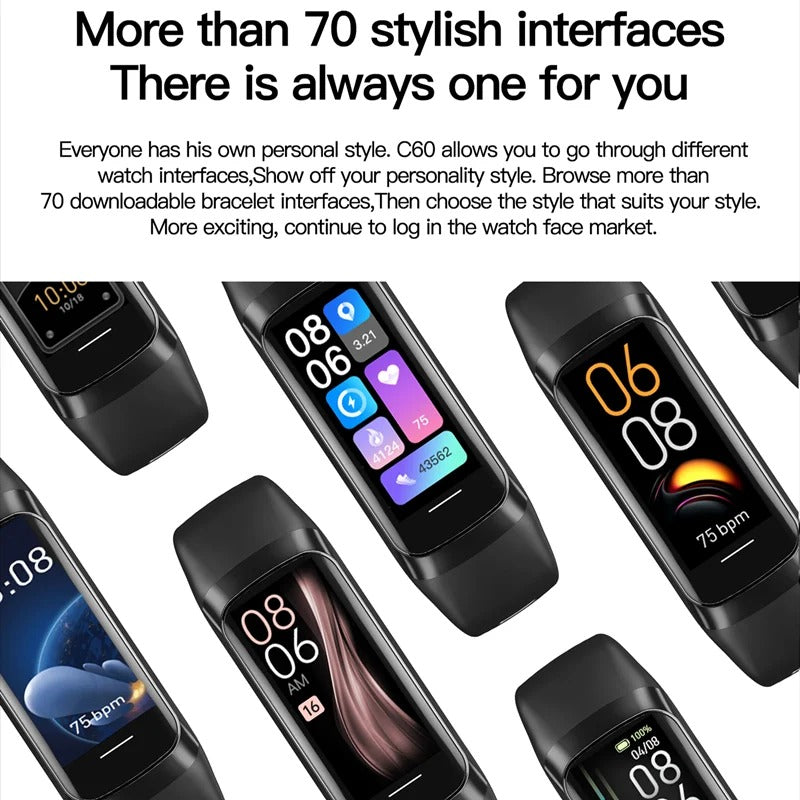 Smart-Armband C60 – 1,1" AMOLED Fitness-Tracker