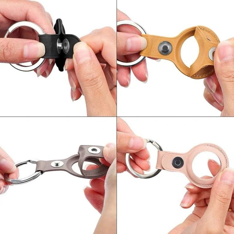 Airtag-Etui aus PU-Leder mit Schlüsselanhänger
