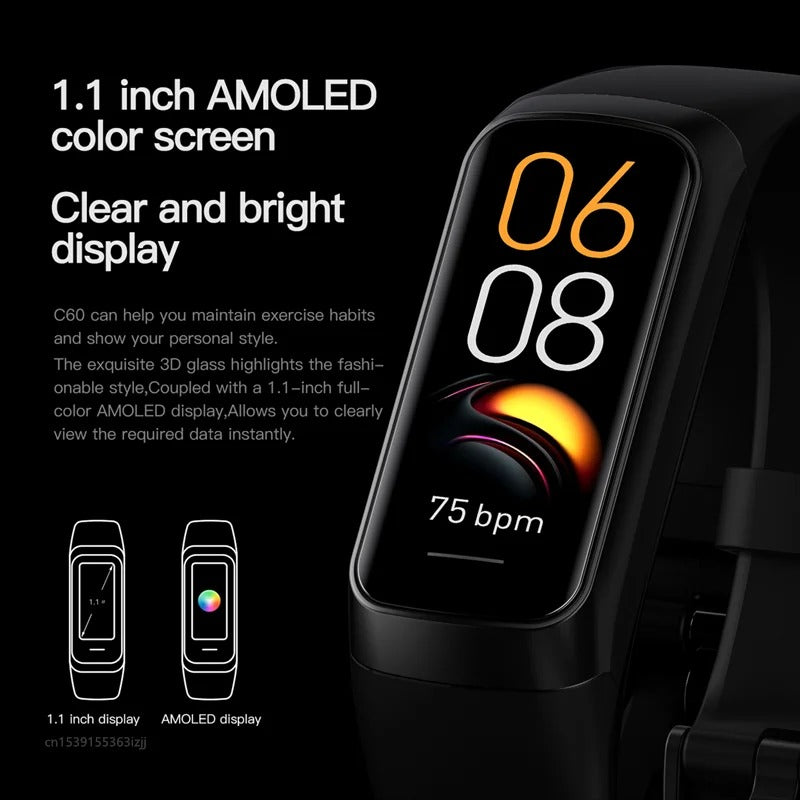 Smart-Armband C60 – 1,1" AMOLED Fitness-Tracker