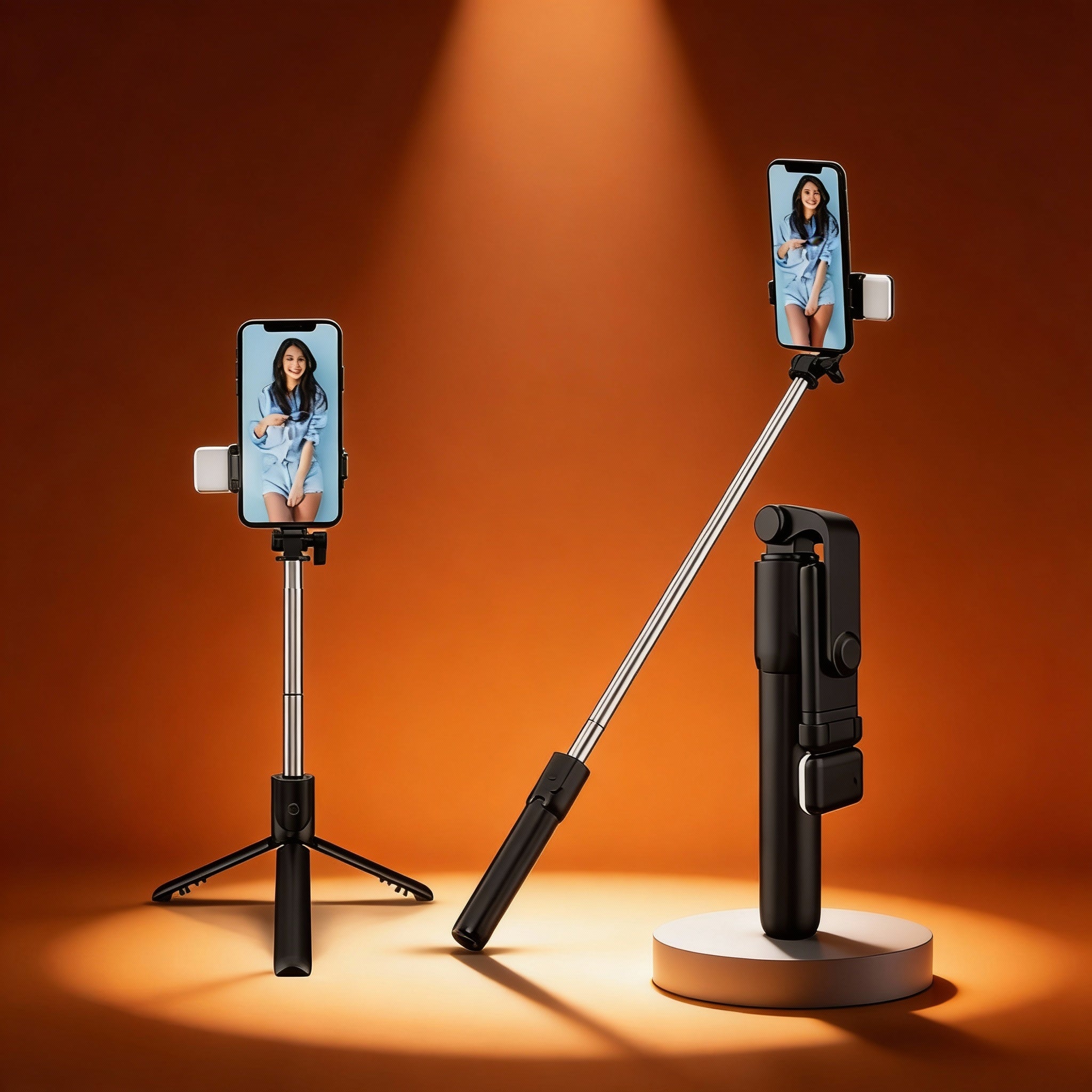 Selfie-Stick-Stativ mit Bluetooth und Aufhelllicht