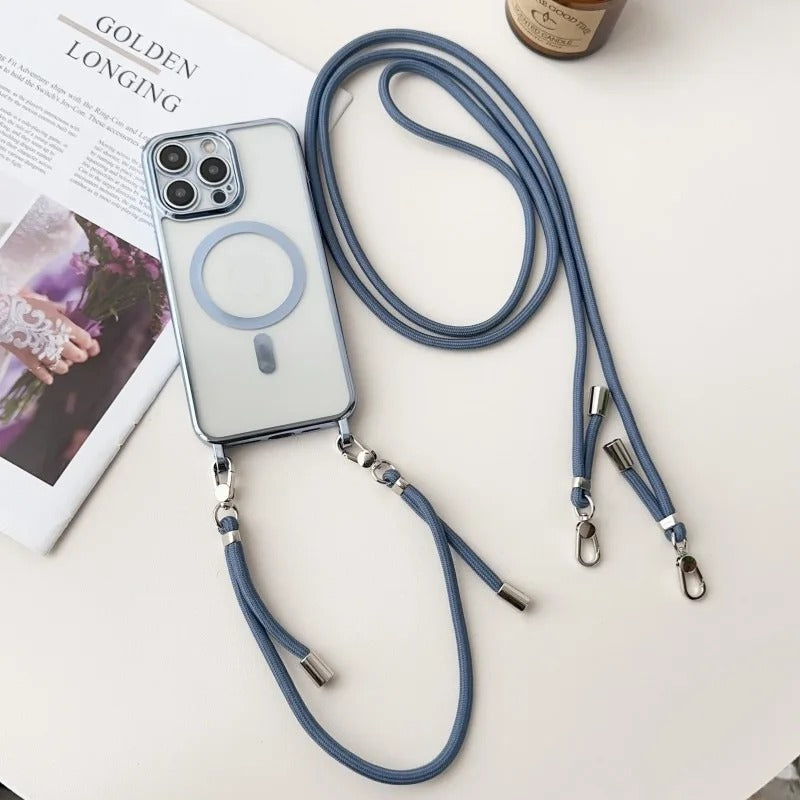 Verchromte, magnetische Umhängetasche, durchsichtig