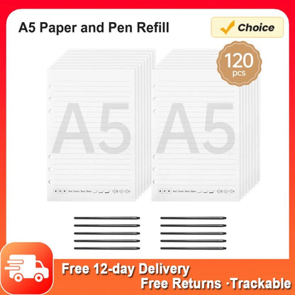 A5 Notebook Paper & Pen Refills Set