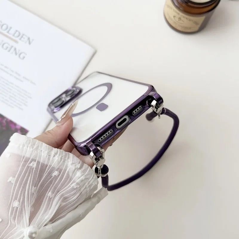 Plating Magnetic Crossbody Clear Case
