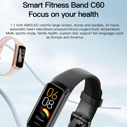 Smart Bracelet C60 – 1.1" AMOLED Fitness Tracker