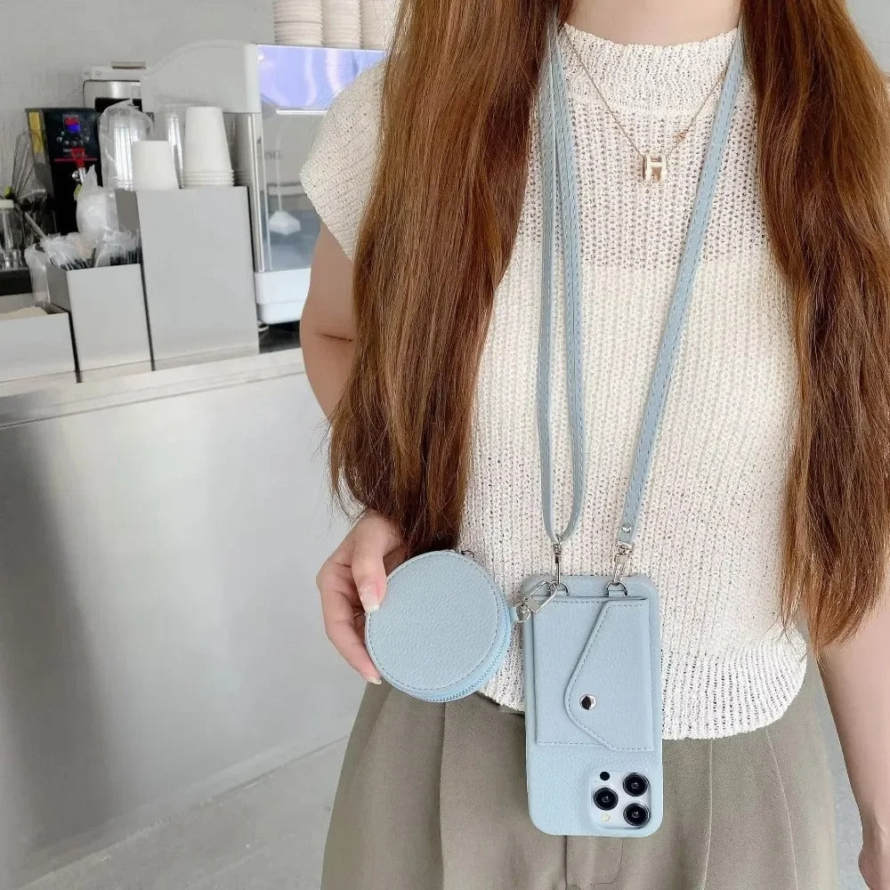 For IPhone 16 Crossbody Wallet Coin Purse