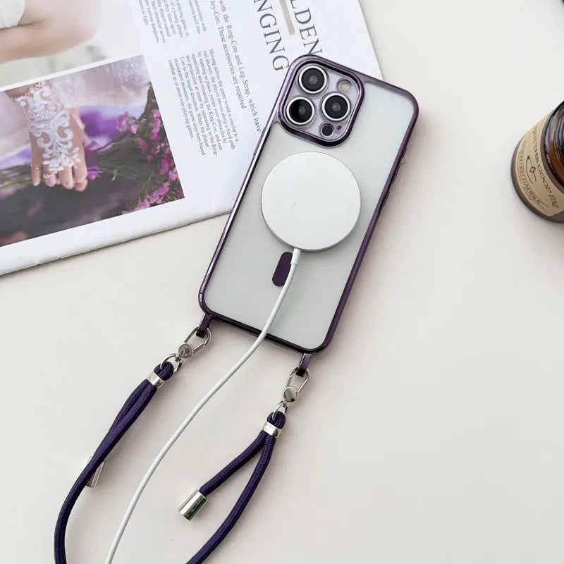 Plating Magnetic Crossbody Clear Case