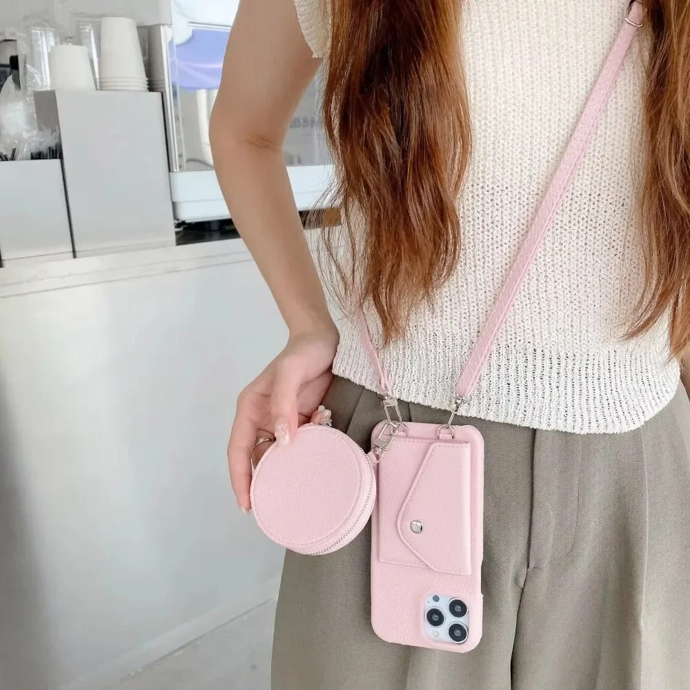 For IPhone 16 Crossbody Wallet Coin Purse