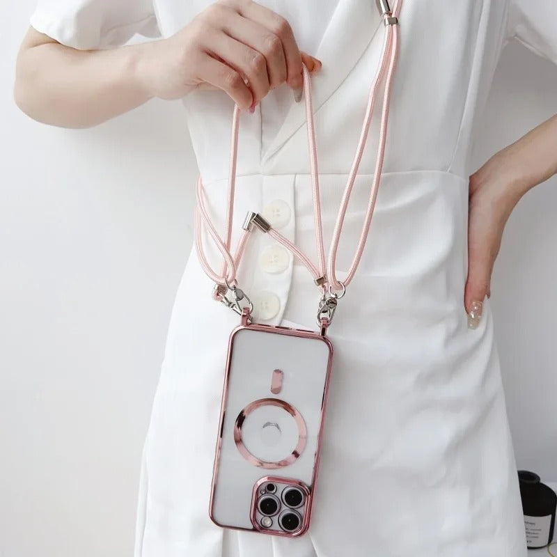 Plating Magnetic Crossbody Clear Case